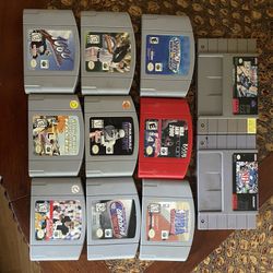 Lot of 9 N64 Cartridges + 2 Super Nintendo Cartridges 