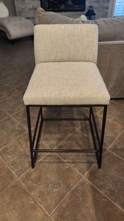 Upholstered Counter Stool with Metal Base