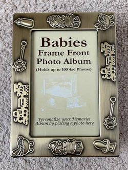 Baby Photo Album With Brass-Frame Front, Up To 100 4x6 Photos