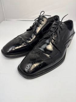 Johnston & Murphy 20-3775 Black Leather Oxford Wingtip Brogue Dress Shoes Size 9