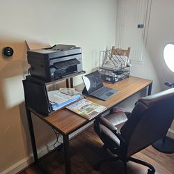 Desk, Chair, Printer 