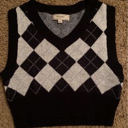 Black And White Checkered Sweater Vest 