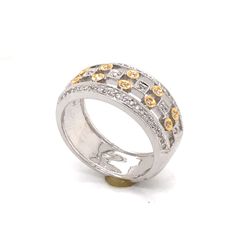 0.19 TCW Round Diamonds 14K Two-Tone Solid Gold Band Ring Size 6.75