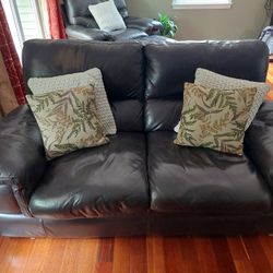 Brown Leather Love Seat
