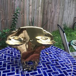 Vintage Brass Seashell double Dish Key Tray Soap Holder Gold Beach Decor Ocean 11"W 12"H