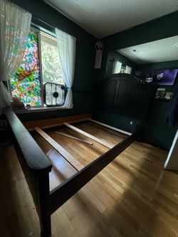 Black queen bed frame