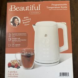 Beautiful by Drew Barrymore Programmable Temperature Electric Kettle, 1.7L – Matte White