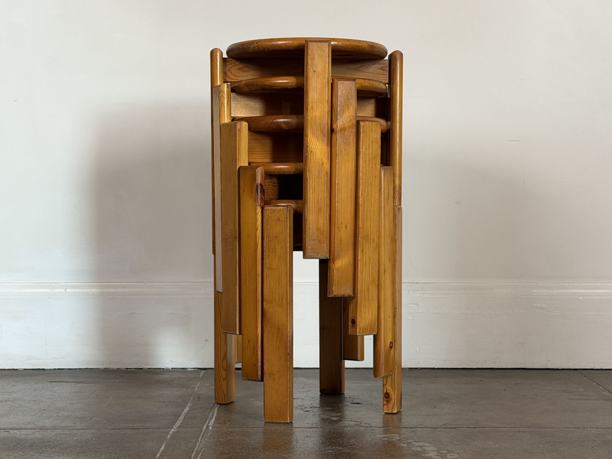 1970’s Solid Pine Swedish Stools / Side Tables