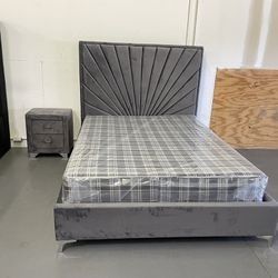 QUEEN SIZE BED/ MATTRESS AND NIGHTSTAND $750.. KING SIZE $850!