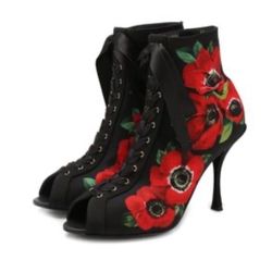 Dolce & Gabanna Floral print peeptoe bootie size 6