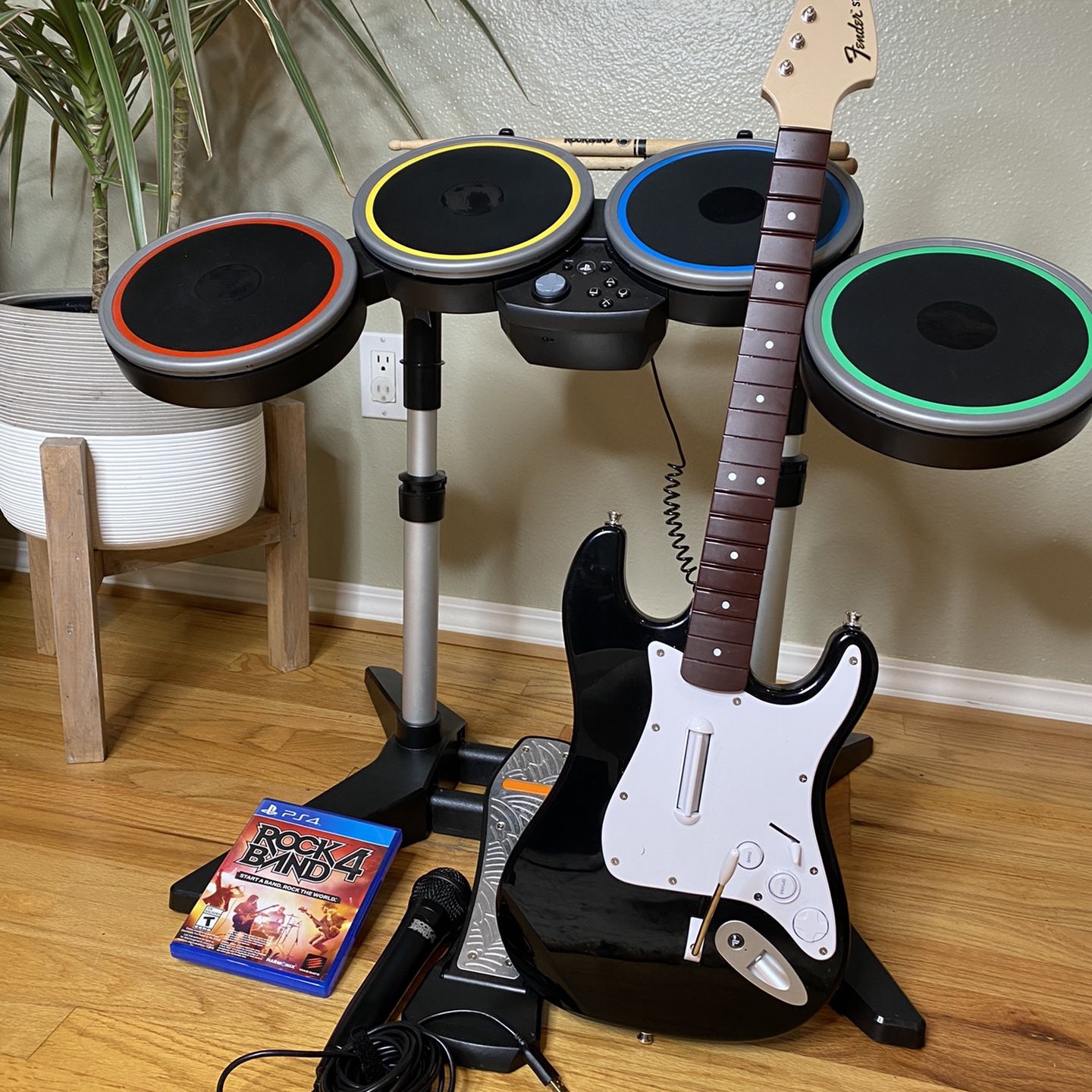Rock Band 4 PS4 bundle, Rockband, drums, guitar, foot mic, dvd for Sale in City, OR - OfferUp