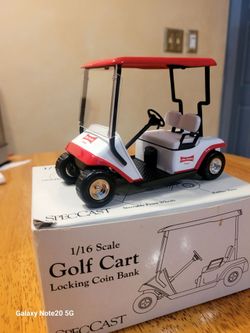 Collectible , antique little debbie golf cart with little bank brand new