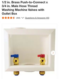 1/2 in. Brass Push-to-Connect x 3/4 in. Male Hose Thread Washing Machine Valves with Outlet Box