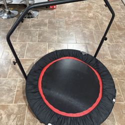 Foldable Mini Trampoline Load 330lbs, 40"/48" Rebounder Trampoline for Adults with Durable Bungee Band and Adjustable Foam Handle for Home Gym, Small 