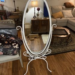 Boutique Ivory Iron Cheval - Vintage Scroll Floor Mirror