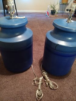 Two Nice Size Blue Lamps