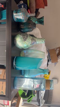 Set of 6 Decorative Teal Vases $10 each or 60 All