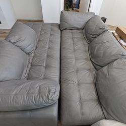 HD Buttercup Grey Leather Couches 