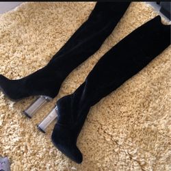 Velvet Black Boots 6 61/2 