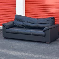 FREE DELIVERY- MCM Mid Century Modern Sofa Couch Loveseat Faux Leather Black