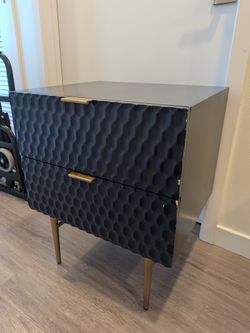 West Elm blue textured 2-Drawer Nightstand