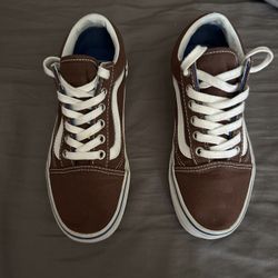 Vans old skool brown with blue stripe