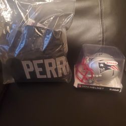 Signed Denzel Perryman Raiders Jersey And Signed Mini Patriots Helmet  By Mathew Judon. Both Items Were Bought From RSA and Come With JSA certificates