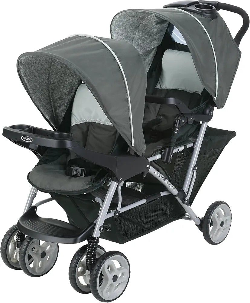 Lightweight Double Stroller with Tandem Seating, Glacier
