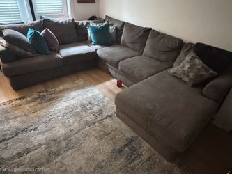 Large Gray Fabric Sectional Sofa