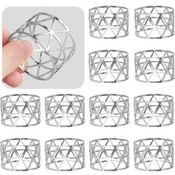 12PCS – Sliver Napkin Rings Set of 12, Holiday Napkin Holders