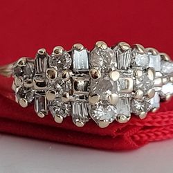 ❤️10k Size 8.75 Gorgeous Solid Yellow Gold Genuine Diamonds Cluster Ring!/ Anillo de Oro con Diamantes Genuinos!👌🎁Post Tags: 10k 14k