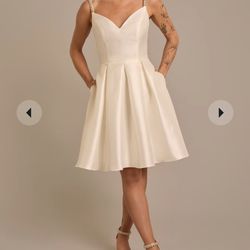 Mikado Short Dress with Crystal Straps
