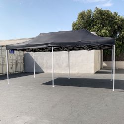 New In Box $200 Heavy-Duty 10x20 ft Popup Canopy Tent Instant Shade w/ Carry Bag Rope Stake, Black/Red 