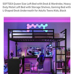 Queen loft metal bed frame