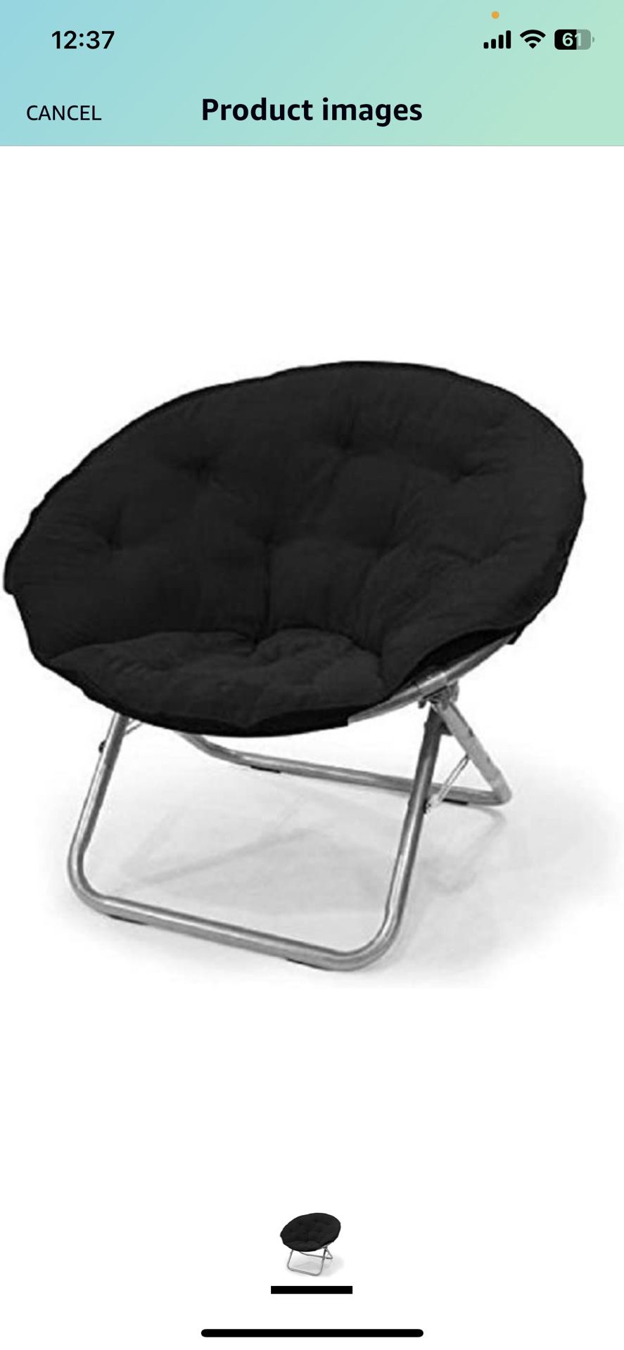 Microsuede Foldable Saucer Chair, Black 