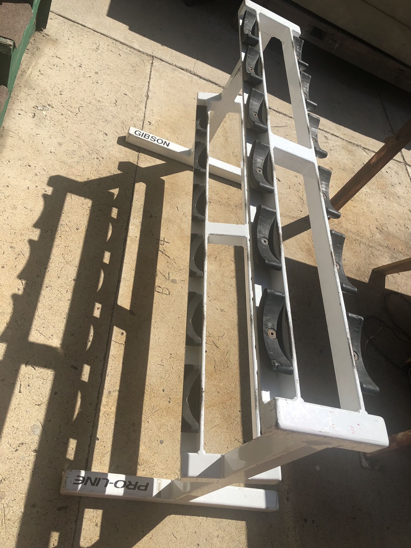 Johnny Gibson Proline dumbbell rack. Weighs over 100 lbs. Very sturdy! Weight rack, gym equipment.