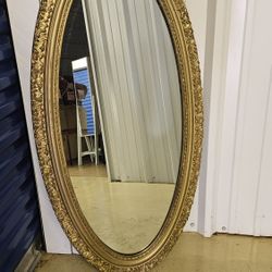 Vintage Basset Mirror Company Golden full-sized oval mirror