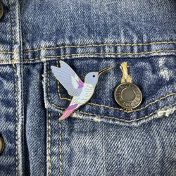 1.5 Inch Hummingbird Enamel Pin 