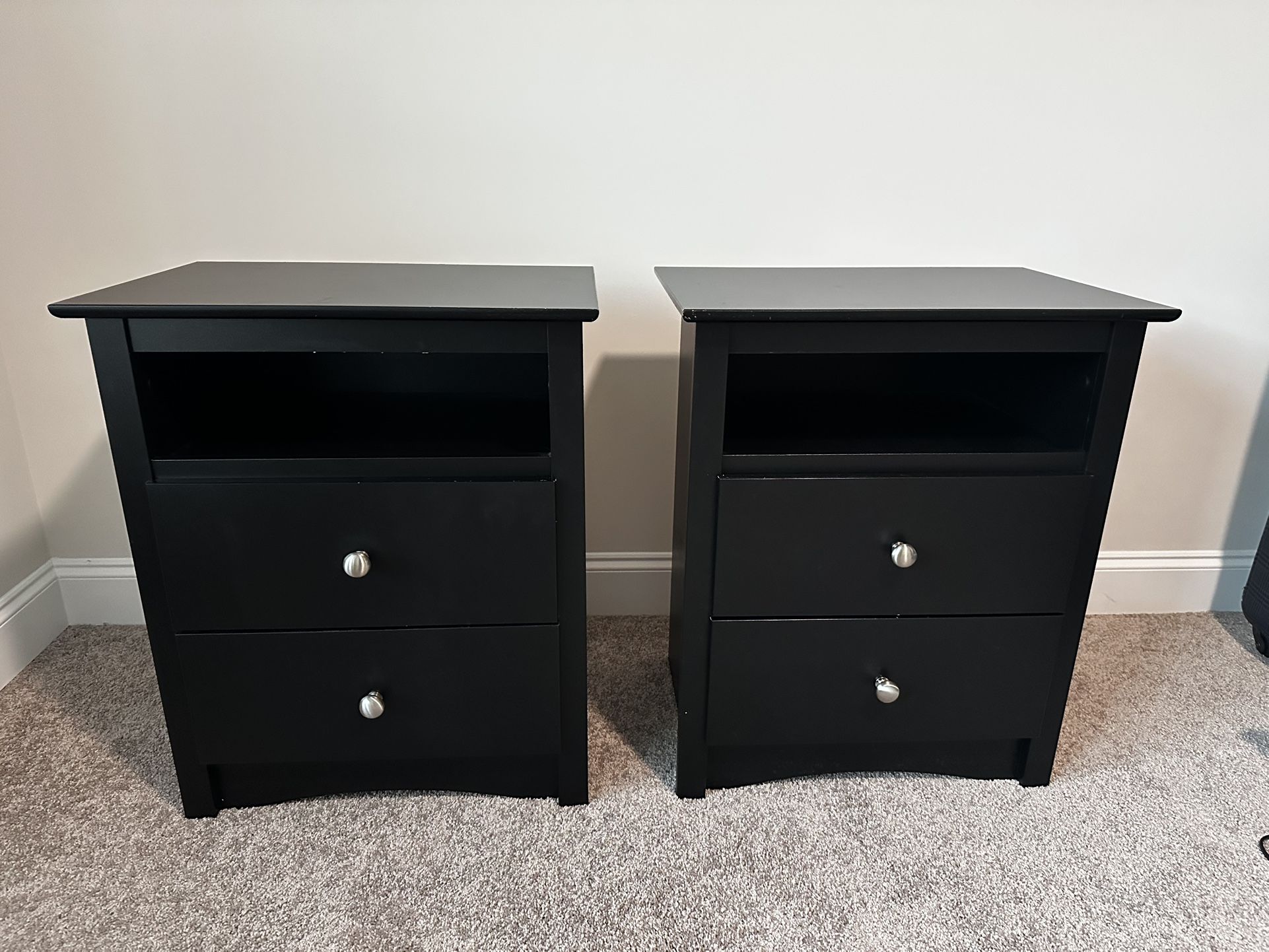 2 Drawer Open Shelf Nightstand Side Table