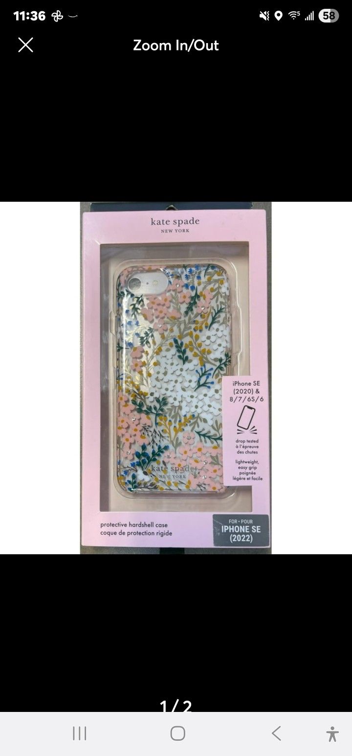 Kate Spade New York Flower Clear Hardshell Case Protective iPhone SE 8/7/6s/6