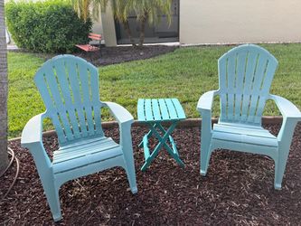Teal Adirondack Chairs With Table