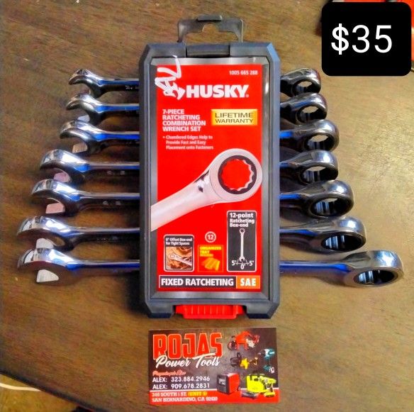 HUSKY 7 PIECE RATCHETING COMBINATION WRENCH SET 