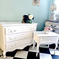 Provincial White Bedroom Set Dresser And Nightstand 