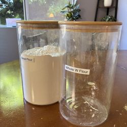 Glass Pantry Containers With Airtight Wooden Lid 