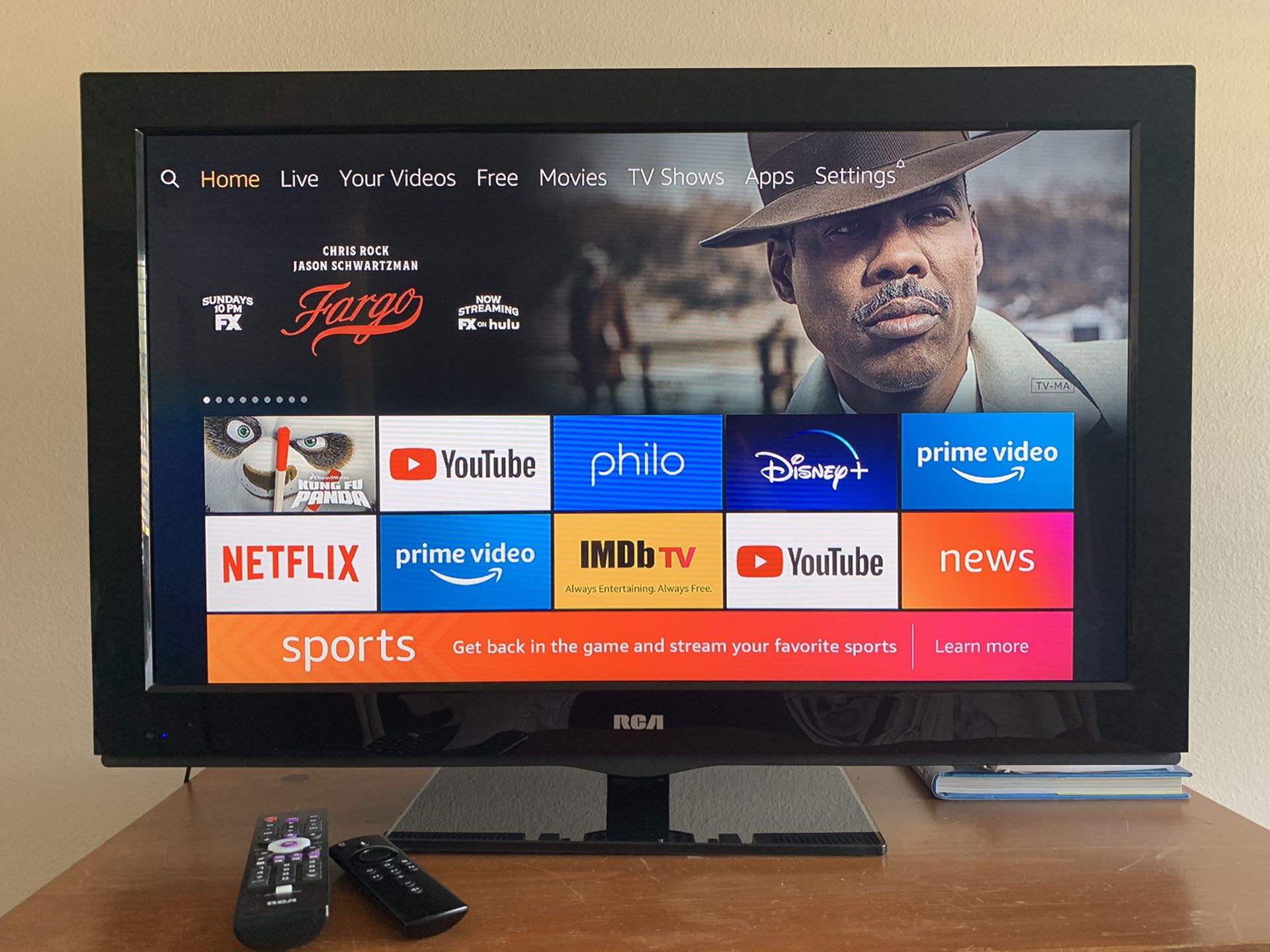 32 inch TV with Amazon Fire Stick and Universal Remote