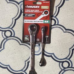 Husky 2pc quad drive ratcheting wrench set METRIC