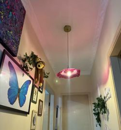 Pink glass floral light