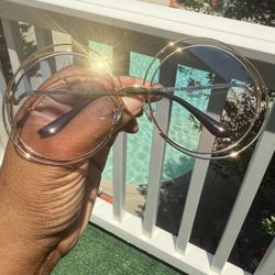 Stylish Gold Shiney Metal and Blue Round Lens Unisex Sunglasses New