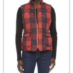 women’s quilted vest/plaid/red/black/XL/nwt