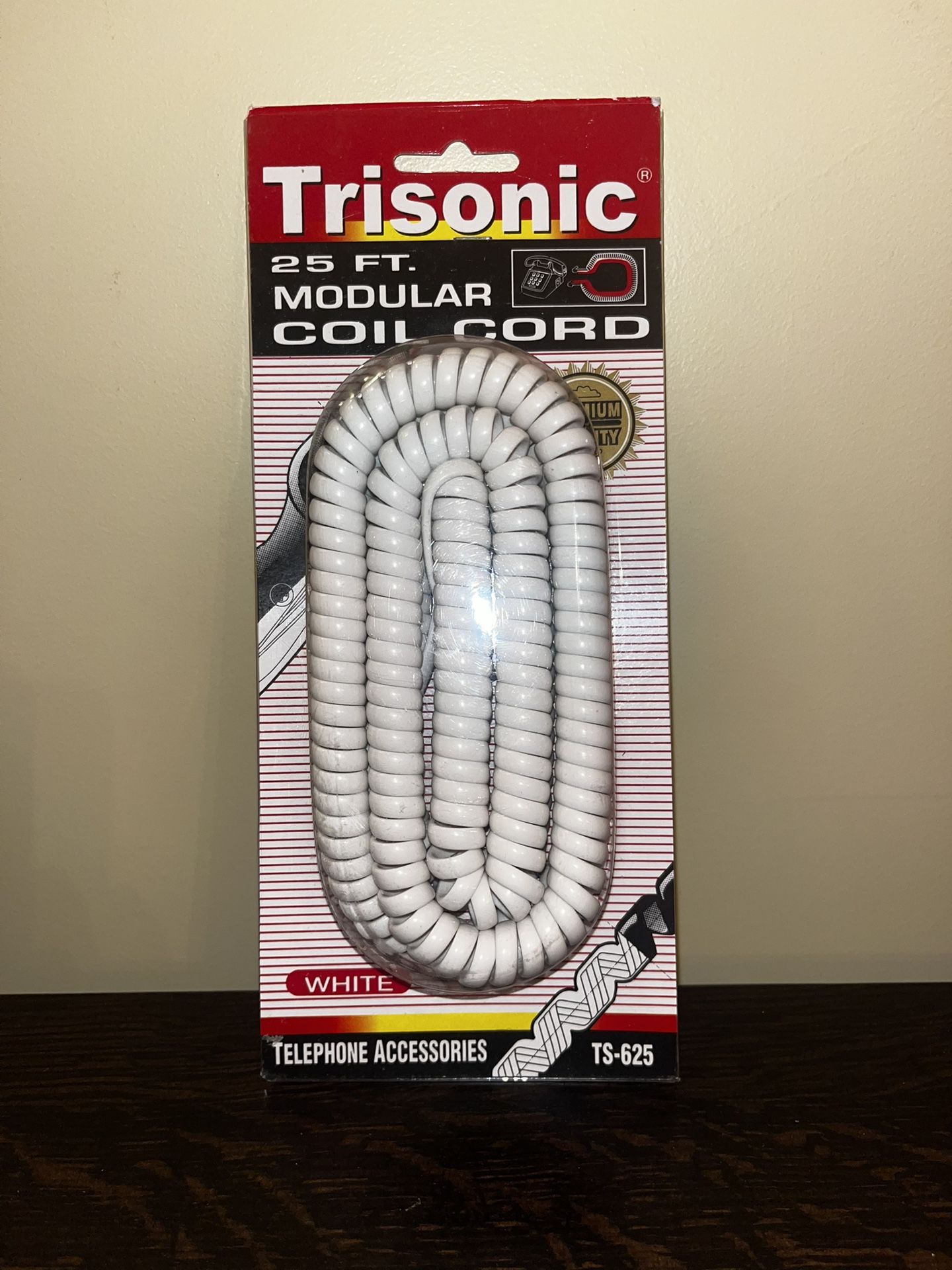 Vintage Landline Trisonic 25’ Telephone Coil Cord TS-625 NIB